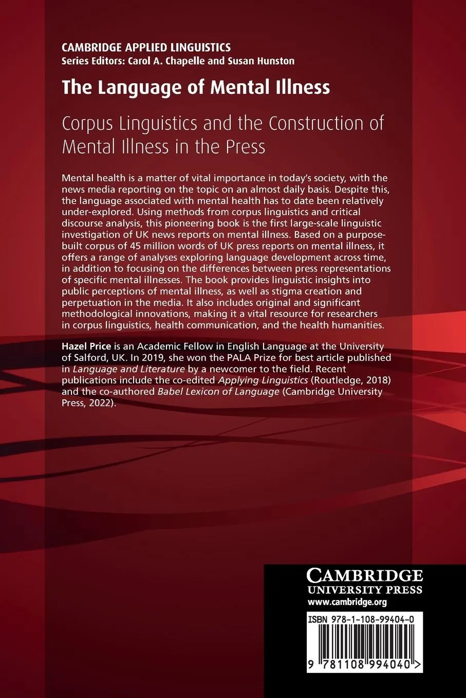 Rückseite: 9781108994040 | The Language of Mental Illness | Hazel Price | Taschenbuch | Englisch