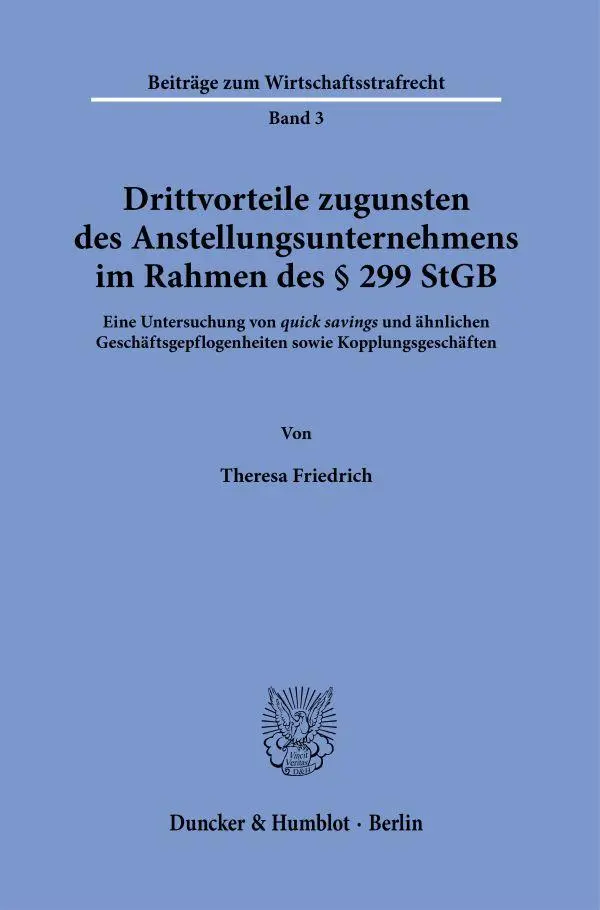 Cover: 9783428184040 | Drittvorteile zugunsten des Anstellungsunternehmens im Rahmen des §...