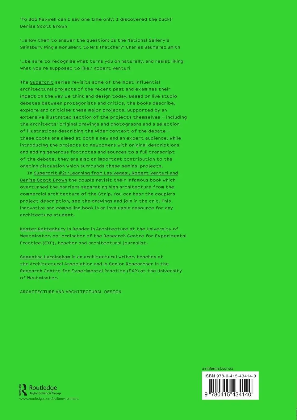 Rückseite: 9780415434140 | Robert Venturi and Denise Scott Brown | Kester Rattenbury (u. a.)