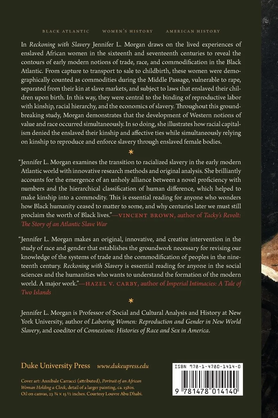 Rückseite: 9781478014140 | Reckoning with Slavery | Jennifer L Morgan | Taschenbuch | Englisch