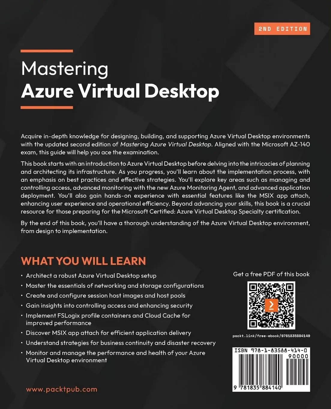 Rückseite: 9781835884140 | Mastering Azure Virtual Desktop - Second Edition | Ryan Mangan (u. a.)