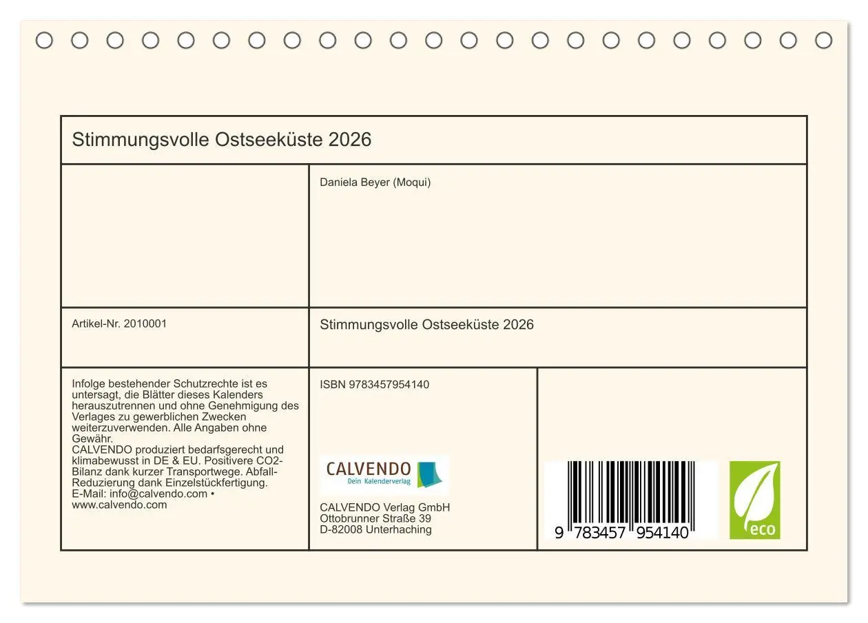 Bild: 9783457954140 | Stimmungsvolle Ostseeküste 2026 (Tischkalender 2026 DIN A5 quer),...