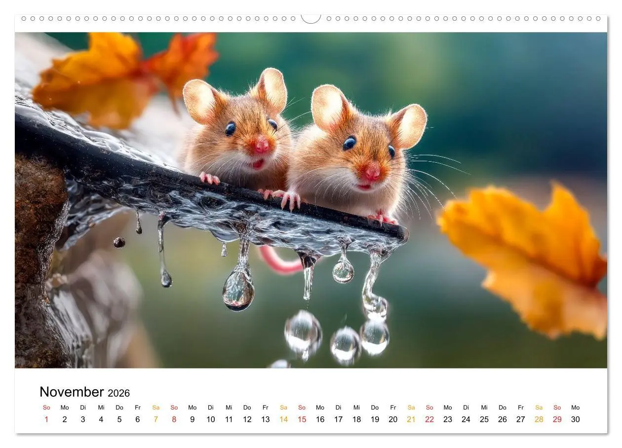 Bild: 9783516594140 | Regen? Na und! Mäuse (Wandkalender 2026 DIN A2 quer), CALVENDO...