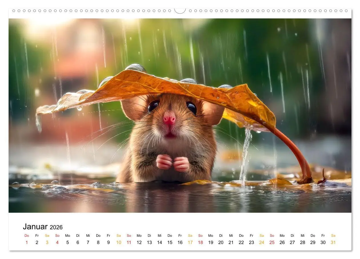 Bild: 9783516594140 | Regen? Na und! Mäuse (Wandkalender 2026 DIN A2 quer), CALVENDO...