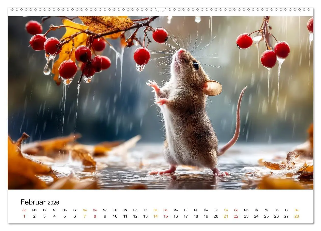 Bild: 9783516594140 | Regen? Na und! Mäuse (Wandkalender 2026 DIN A2 quer), CALVENDO...