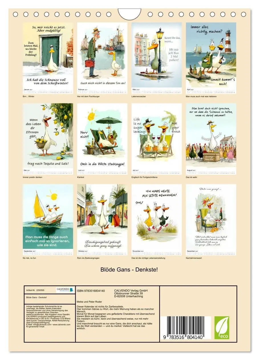 Bild: 9783516804140 | Blöde Gans - Denkste! (Wandkalender 2027 DIN A4 hoch), CALVENDO...