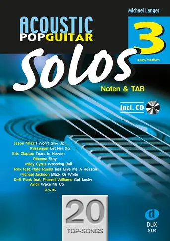 Cover: 9790500174240 | Acoustic Pop Guitar Solos 3 | Noten &amp; TAB | Buch + CD | Dux Edition