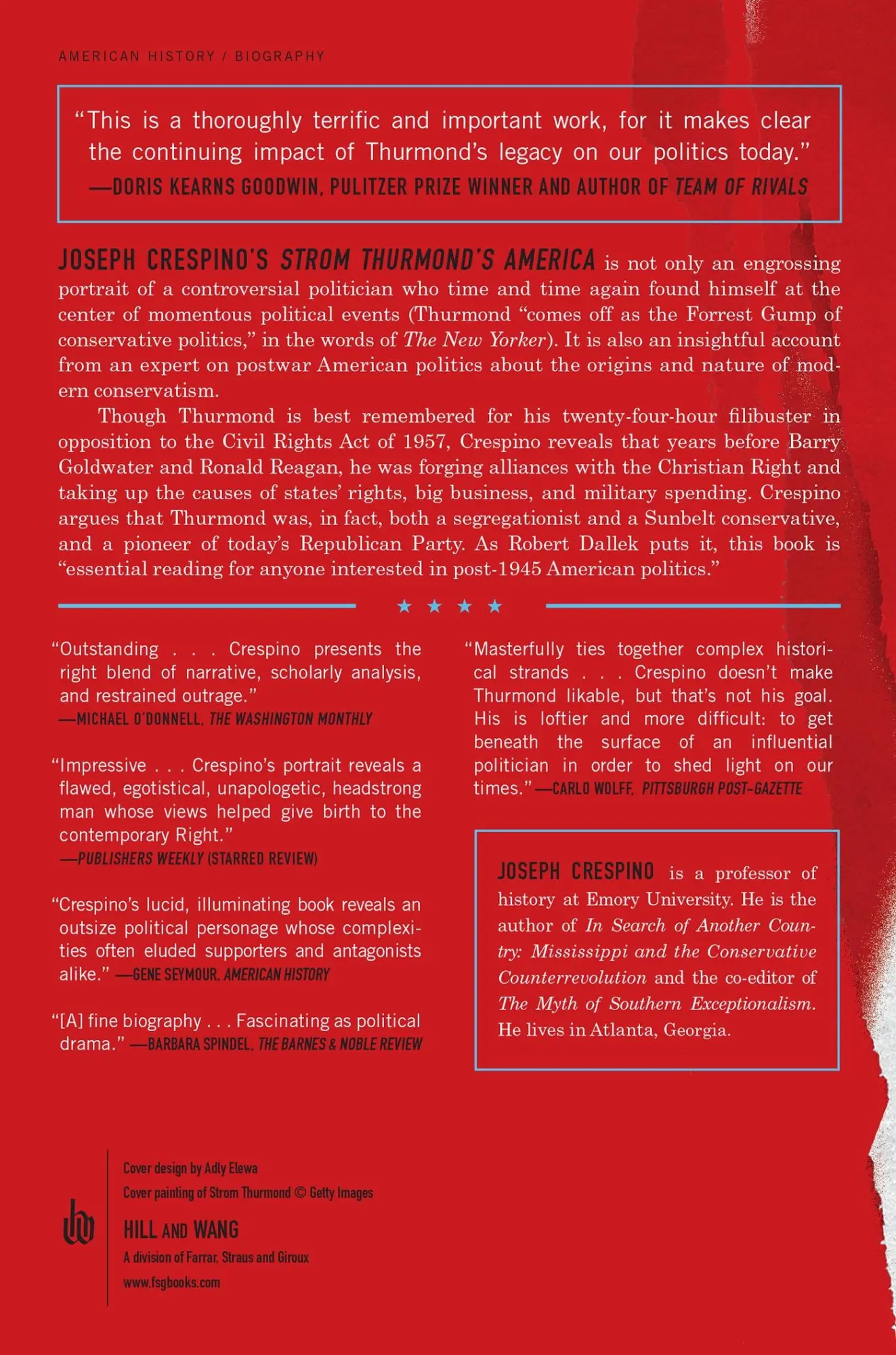 Rückseite: 9780809084340 | Strom Thurmond's America | Joseph Crespino | Taschenbuch | Englisch