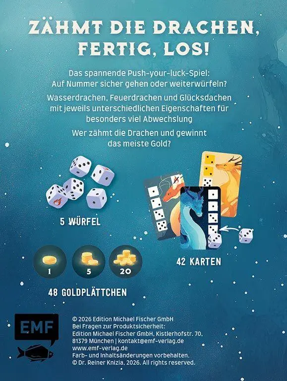 Rückseite: 4260478344440 | Würfelspiel: Dragon Dice - Drachen zähmen, Gold gewinnen! | Knizia