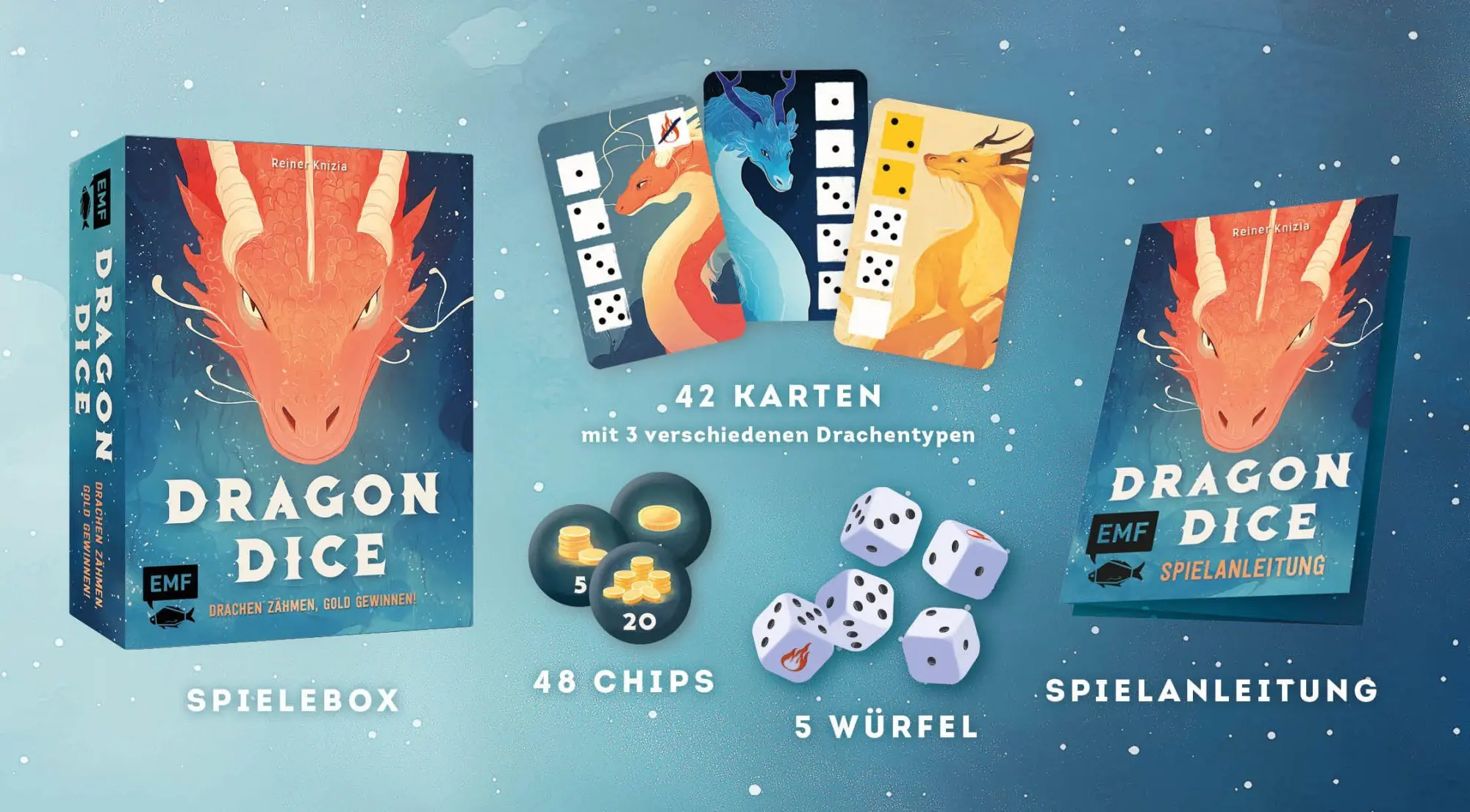 Bild: 4260478344440 | Würfelspiel: Dragon Dice - Drachen zähmen, Gold gewinnen! | Knizia