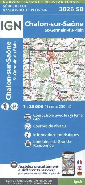 Cover: 9782758534440 | IGN Karte, Serie, Bleue Top 25 Chalon-sur-Saône | (Land-)Karte