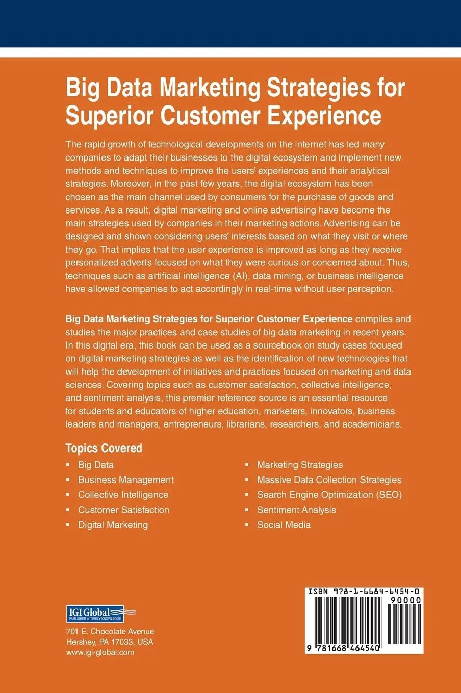 Rückseite: 9781668464540 | Big Data Marketing Strategies for Superior Customer Experience | Saura