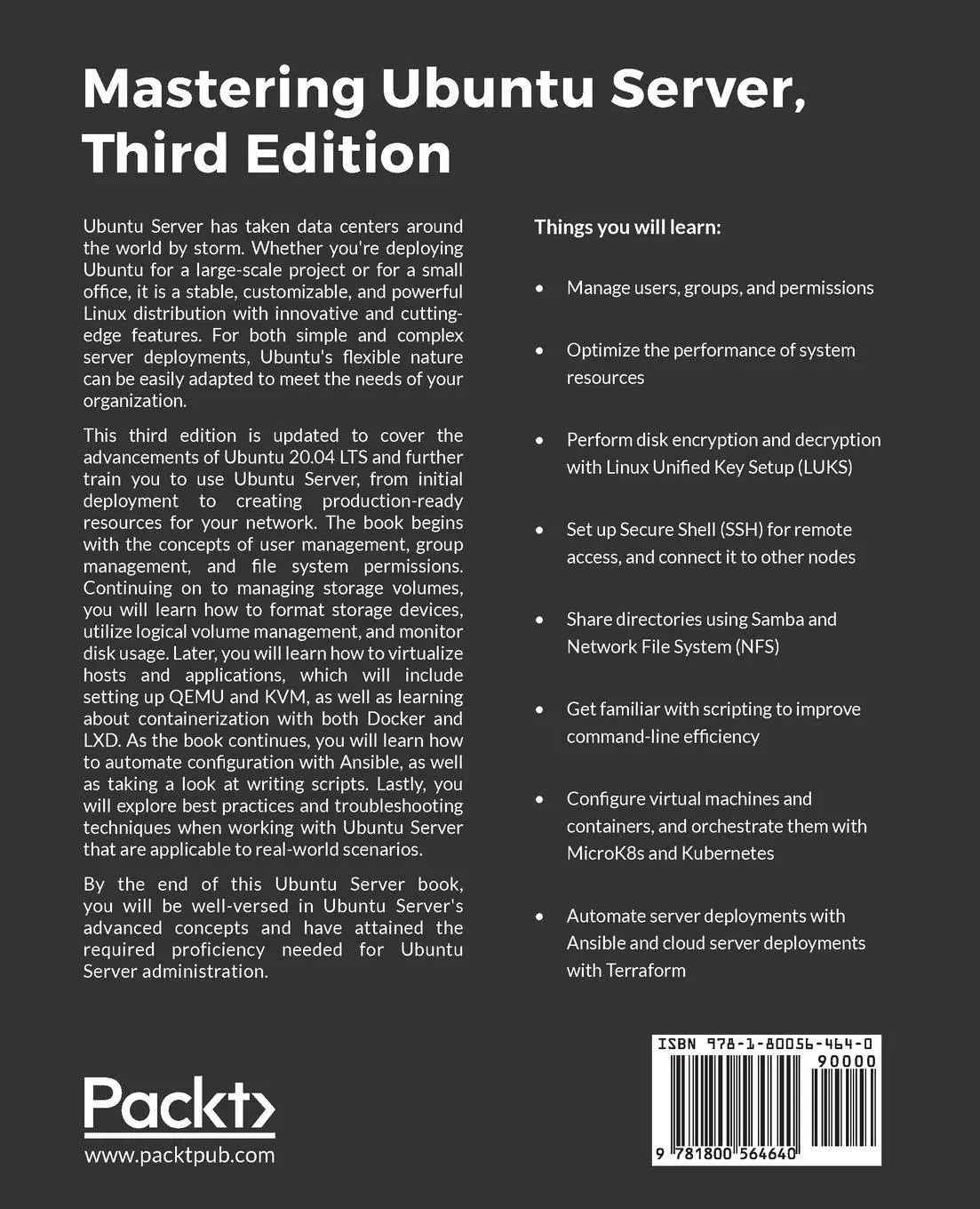 Rückseite: 9781800564640 | Mastering Ubuntu Server | Jay Lacroix | Taschenbuch | Englisch | 2020