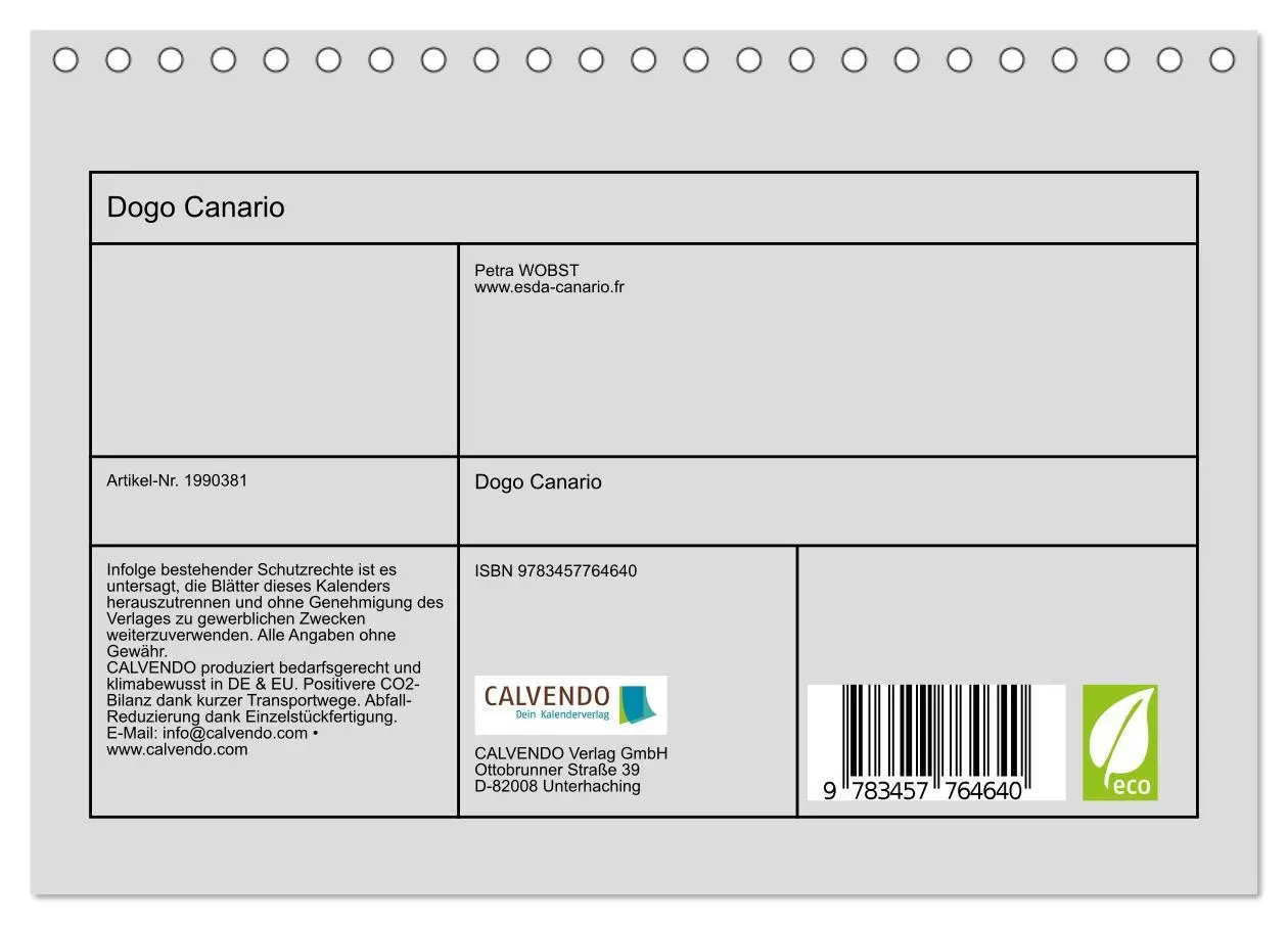 Bild: 9783457764640 | Dogo Canario (Tischkalender 2026 DIN A5 quer), CALVENDO Monatskalender