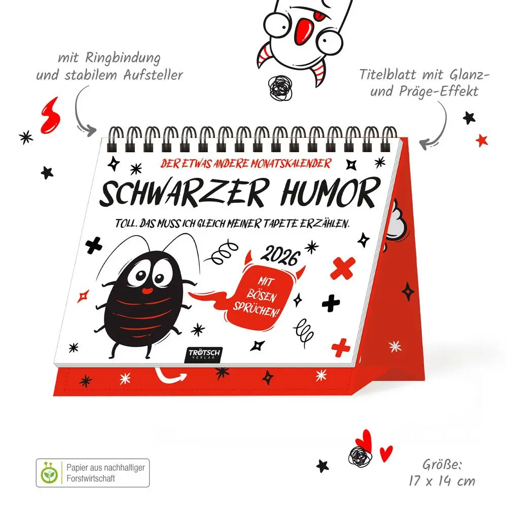 Bild: 9783988024640 | Trötsch Aufstellkalender Schwarzer Humor 2026 | KG | Kalender | XXIV