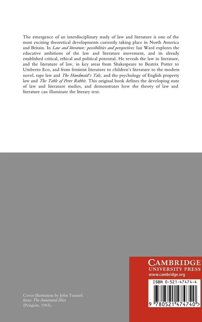 Rückseite: 9780521474740 | Law and Literature | Possibilities and Perspectives | Ian Ward | Buch
