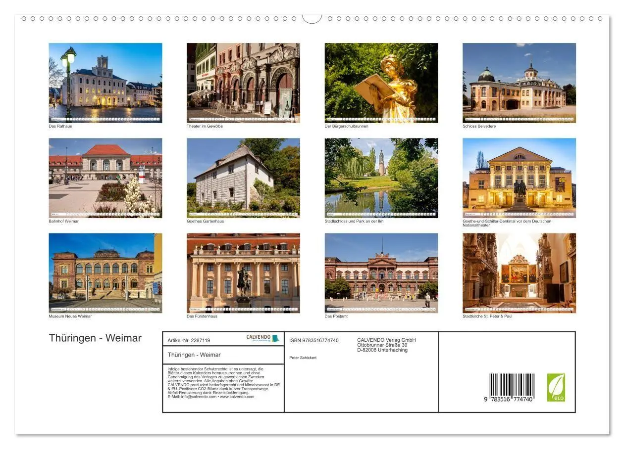 Bild: 9783516774740 | Thüringen - Weimar (hochwertiger Premium Wandkalender 2027 DIN A2...