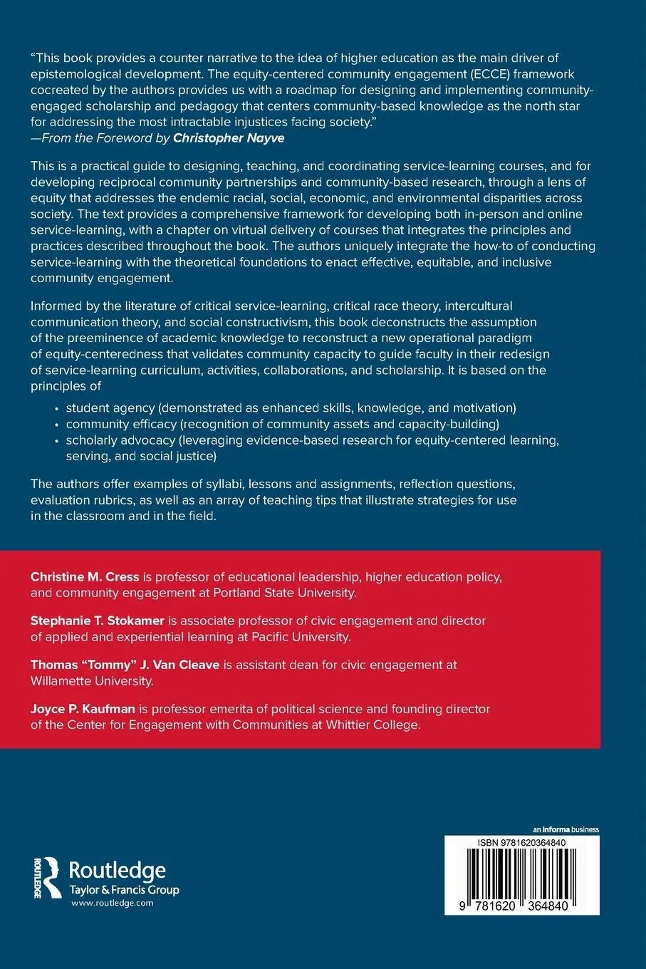 Rückseite: 9781620364840 | Faculty Service-Learning Guidebook | Christine M Cress (u. a.) | Buch