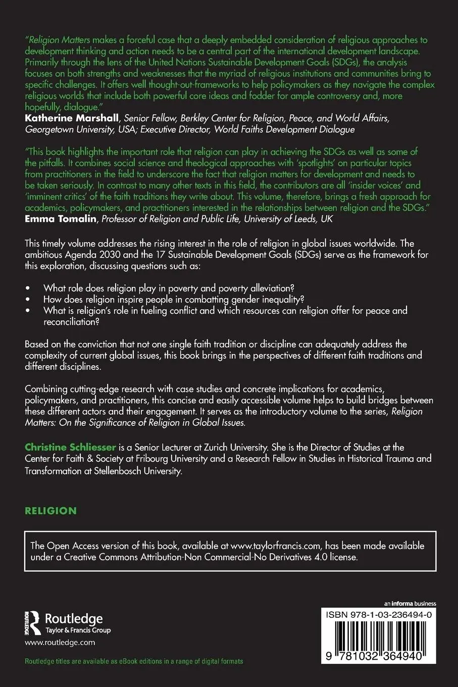 Rückseite: 9781032364940 | On the Significance of Religion for the SDGs | An Introduction | Buch