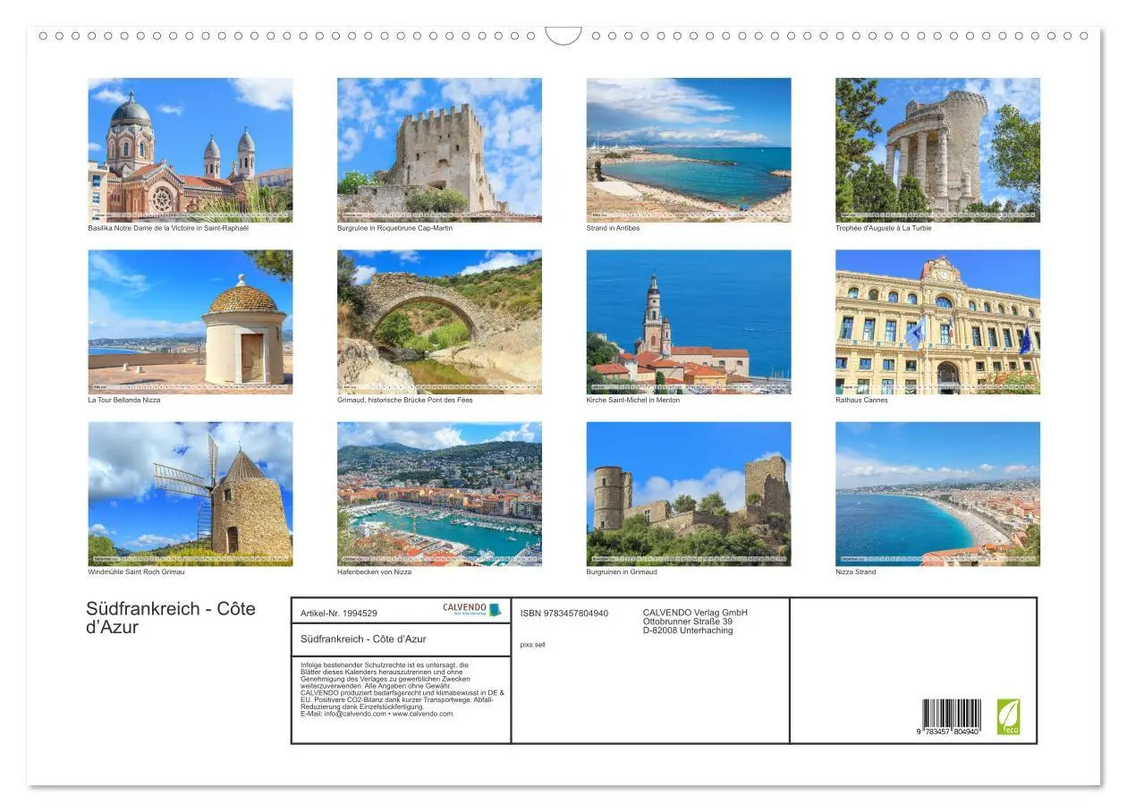 Bild: 9783457804940 | Südfrankreich - Côte d'Azur (Wandkalender 2026 DIN A2 quer),...