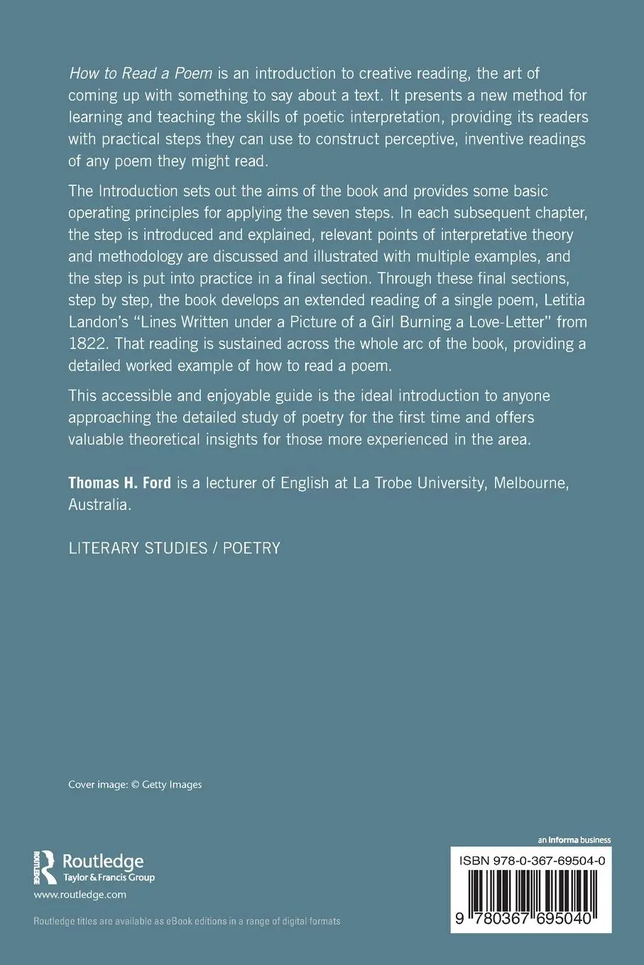 Rückseite: 9780367695040 | How to Read a Poem | Seven Steps | Thomas H. Ford | Taschenbuch | 2021