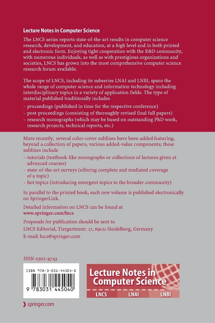 Rückseite: 9783031445040 | Learning and Intelligent Optimization | Kevin Tierney (u. a.) | Buch
