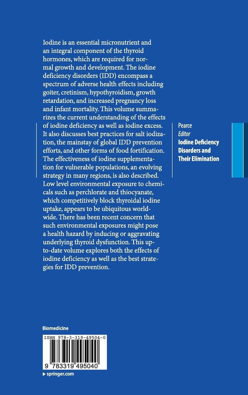 Rückseite: 9783319495040 | Iodine Deficiency Disorders and Their Elimination | Pearce | Buch | x