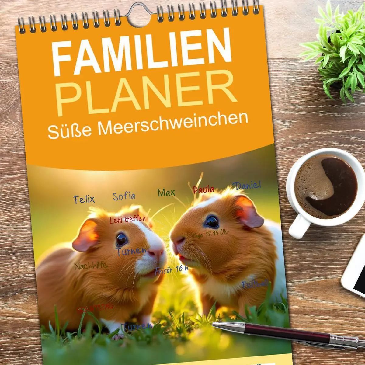 Bild: 9783516715040 | Familienplaner 2026 - Süße Meerschweinchen mit 5 Spalten...