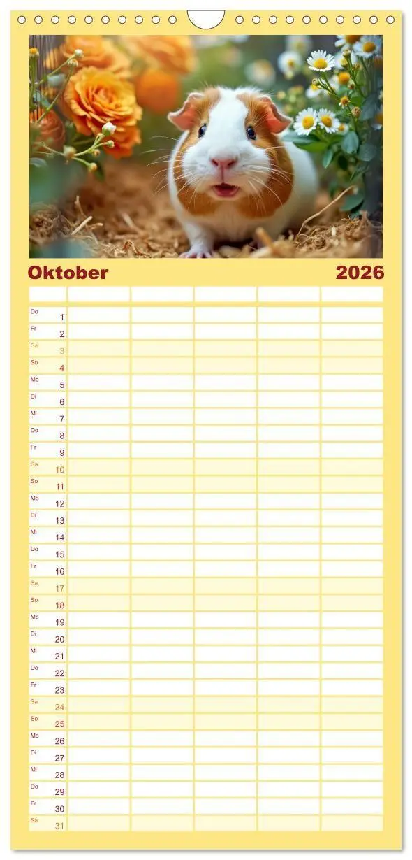 Bild: 9783516715040 | Familienplaner 2026 - Süße Meerschweinchen mit 5 Spalten...