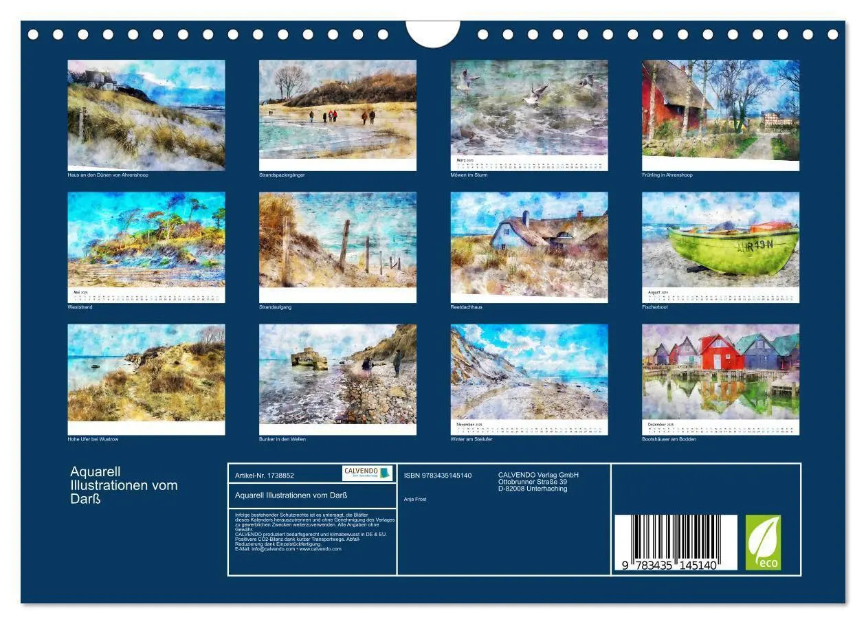 Bild: 9783435145140 | Aquarell Illustrationen vom Darß (Wandkalender 2025 DIN A4 quer),...