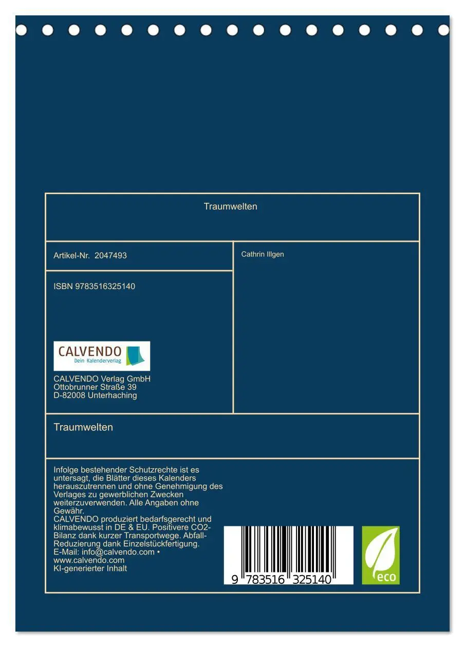 Bild: 9783516325140 | Traumwelten (Tischkalender 2026 DIN A5 hoch), CALVENDO Monatskalender