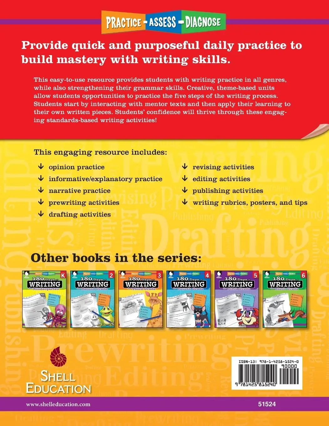 Rückseite: 9781425815240 | 180 Days of Writing for First Grade | Practice, Assess, Diagnose