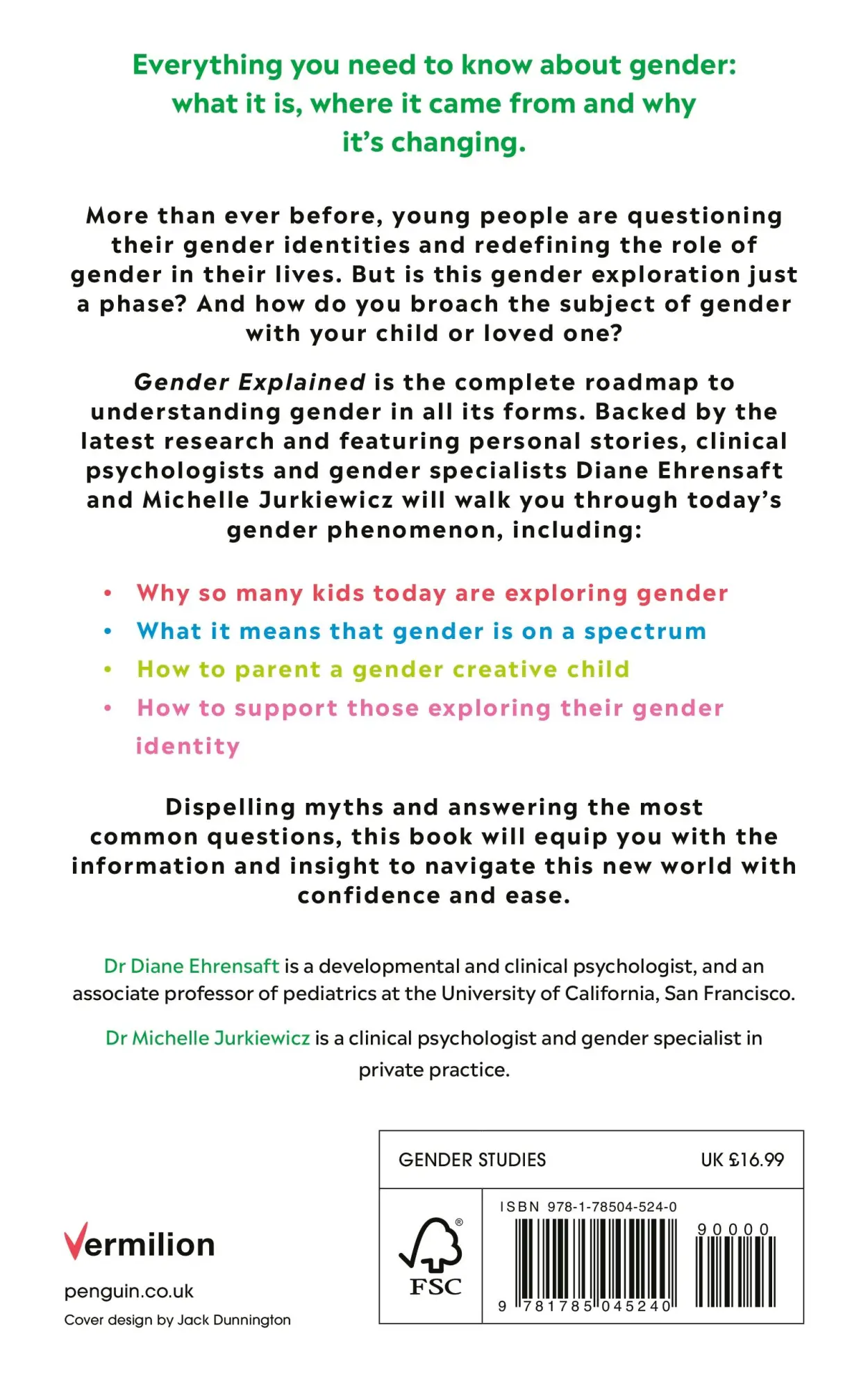 Rückseite: 9781785045240 | Gender Explained | Diane Ehrensaft (u. a.) | Taschenbuch | Englisch