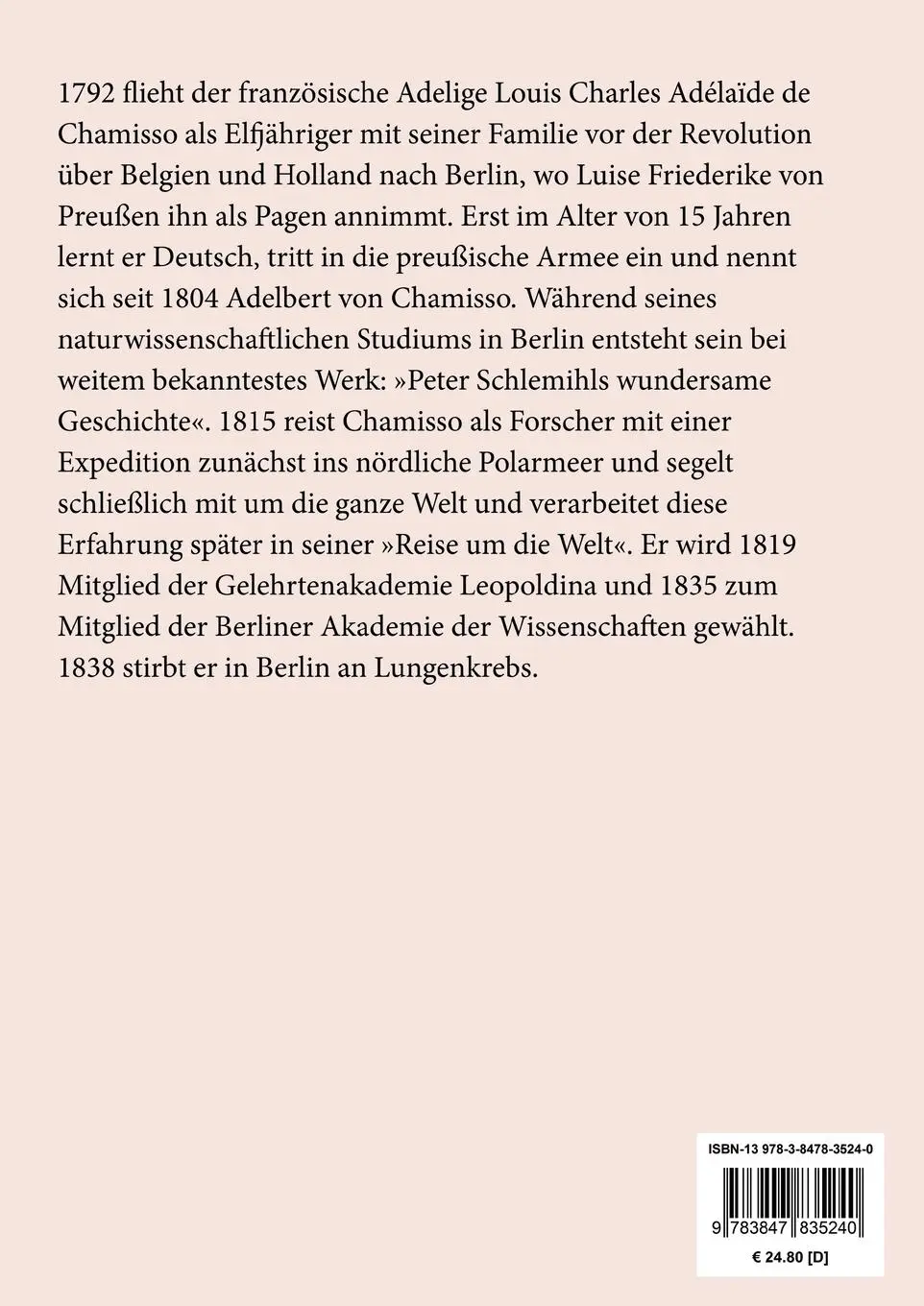 Rückseite: 9783847835240 | Gedichte (Großdruck) | Ausgabe letzter Hand | Adelbert Von Chamisso