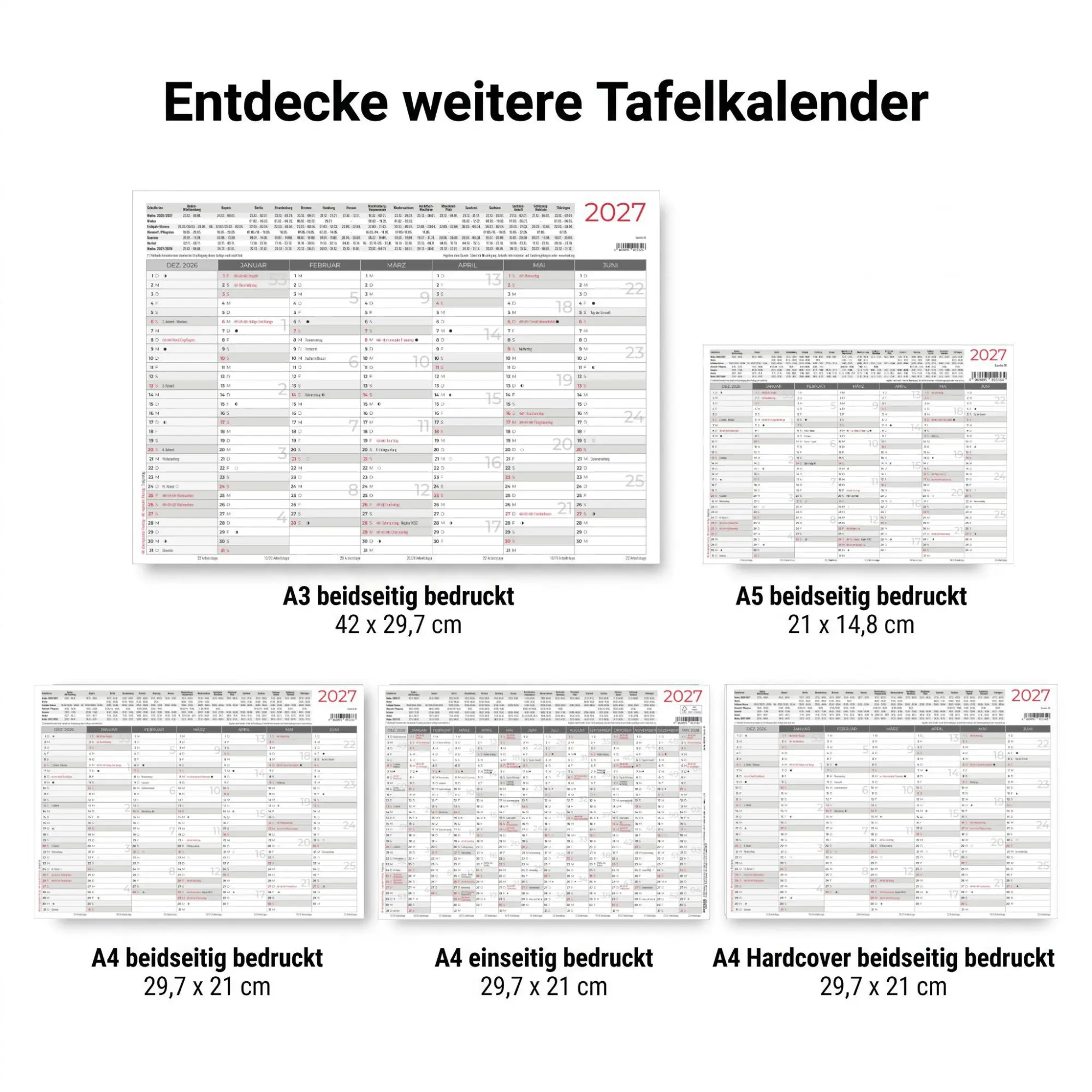 Bild: 4069095015340 | Tafelkalender A4 Hardcover beidseitig 2027 | KG | Kalender | 1 S.