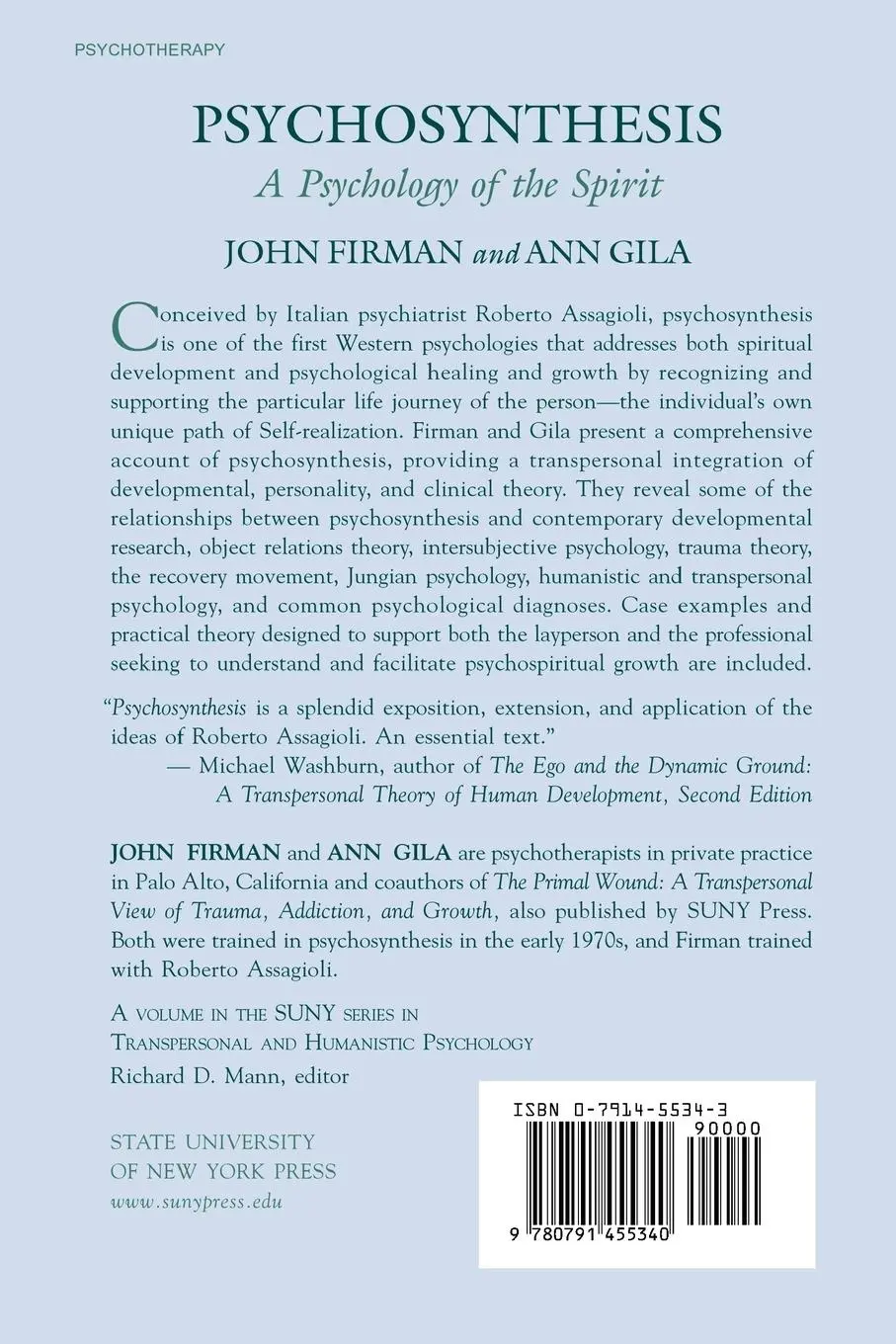 Rückseite: 9780791455340 | Psychosynthesis | A Psychology of the Spirit | John Firman (u. a.)