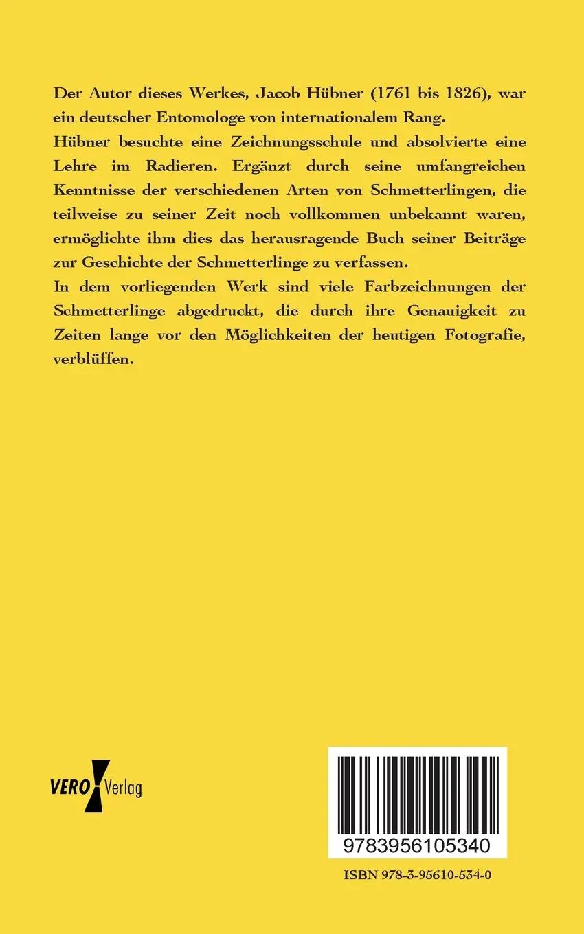 Rückseite: 9783956105340 | Beiträge zur Geschichte der Schmetterlinge | Jacob Hübner | Buch