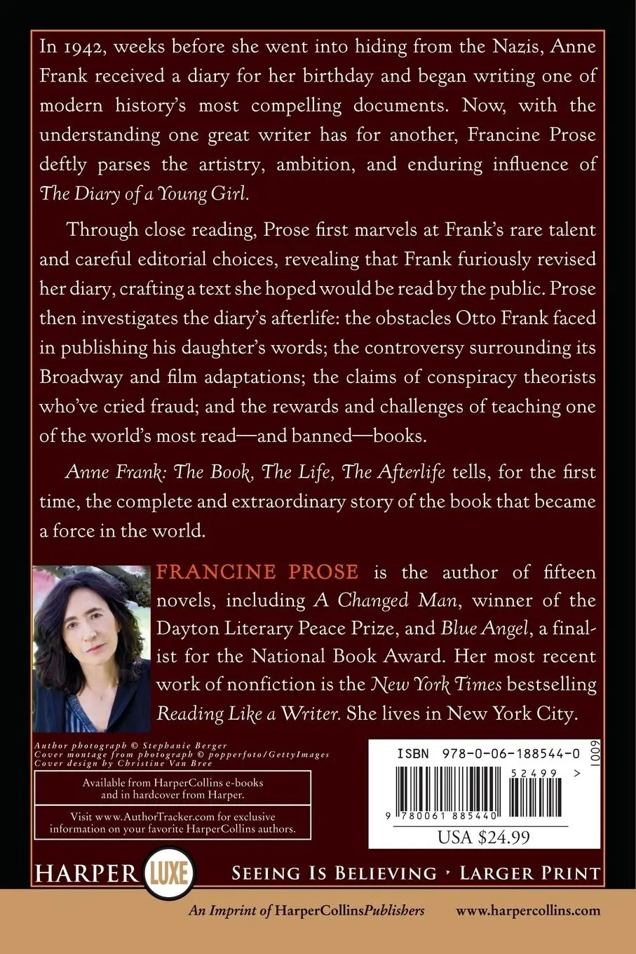 Rückseite: 9780061885440 | Anne Frank LP | The Book, the Life, the Afterlife | Francine Prose