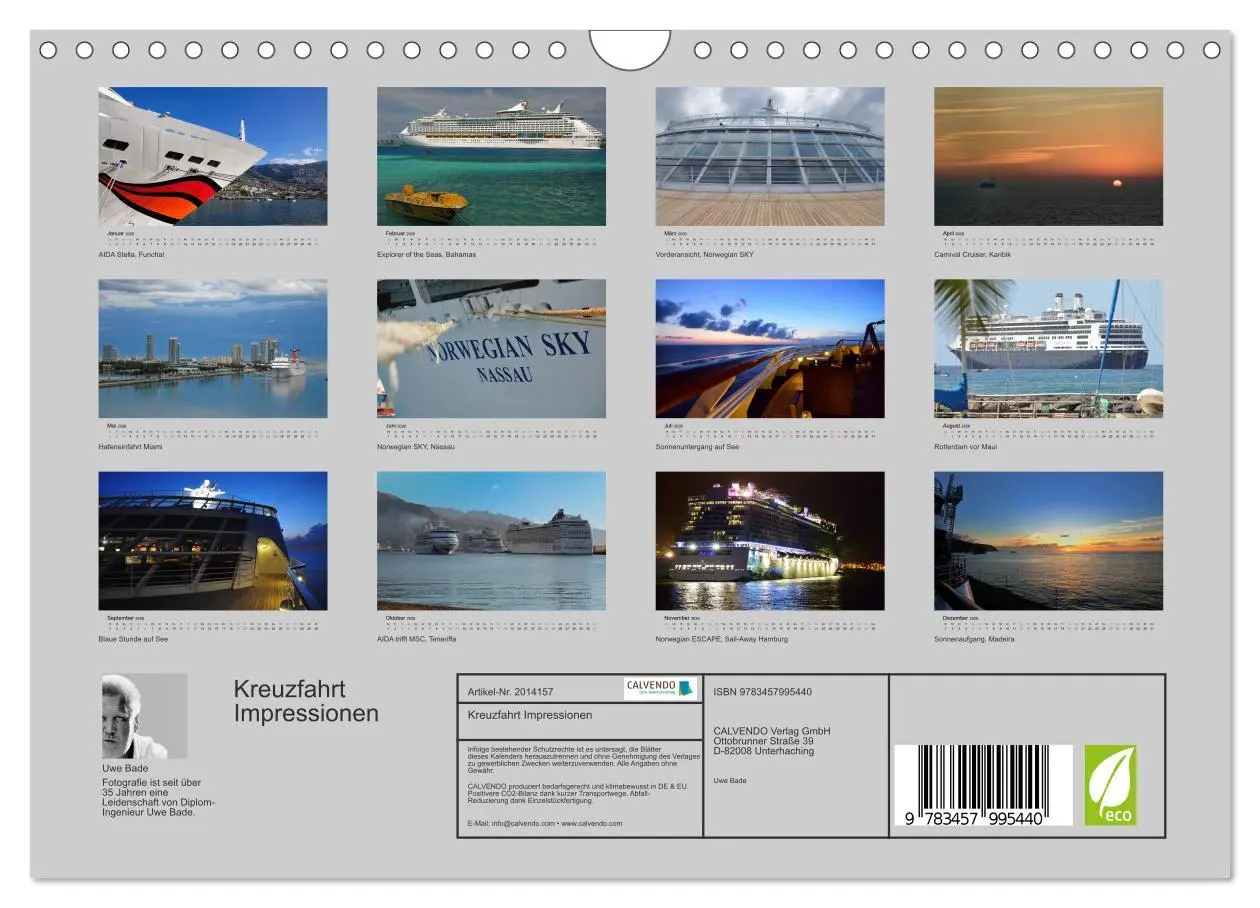 Bild: 9783457995440 | Kreuzfahrt Impressionen (Wandkalender 2026 DIN A4 quer), CALVENDO...