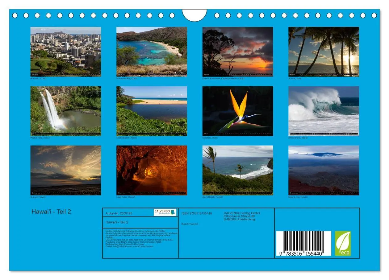 Bild: 9783516155440 | Hawai'i - Teil 2 (Wandkalender 2026 DIN A4 quer), CALVENDO...