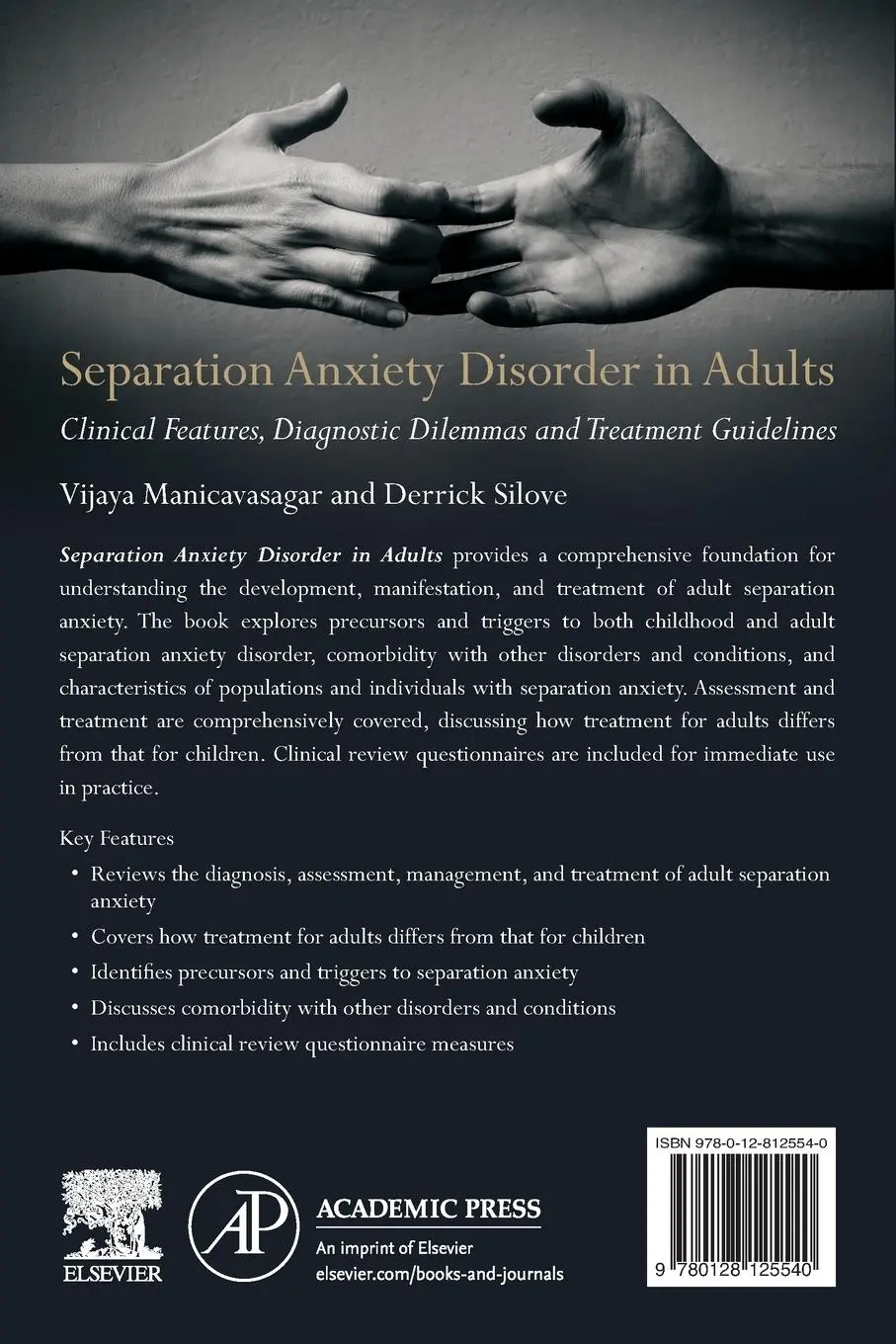 Rückseite: 9780128125540 | Separation Anxiety Disorder in Adults | Vijaya Manicavasagar (u. a.)