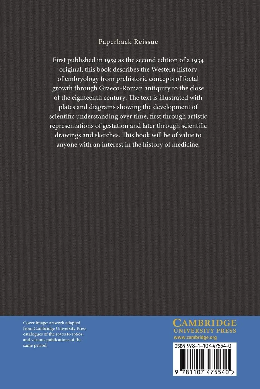Rückseite: 9781107475540 | A History of Embryology | Joseph Needham | Taschenbuch | Englisch Rückseite: 9781107475540 | A History of Embryology | Joseph Needham | Taschenbuch | Englisch