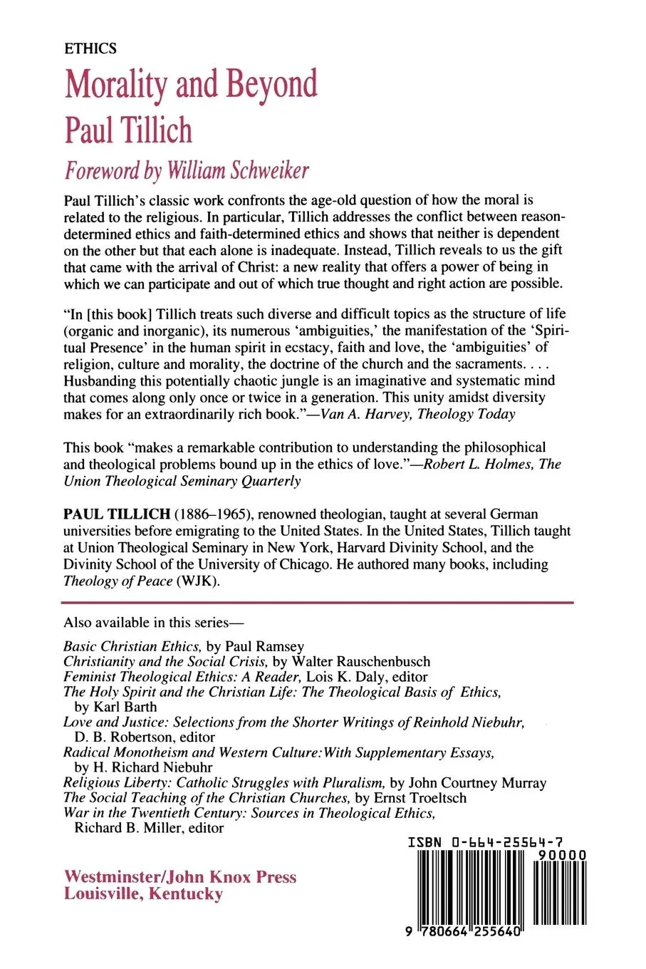 Rückseite: 9780664255640 | Morality &amp; Beyond | Tillich | Taschenbuch | Englisch | 2004
