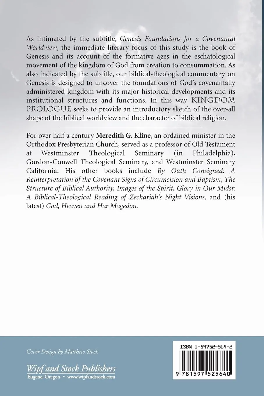 Rückseite: 9781597525640 | Kingdom Prologue | Meredith G. Kline | Taschenbuch | Englisch | 2006