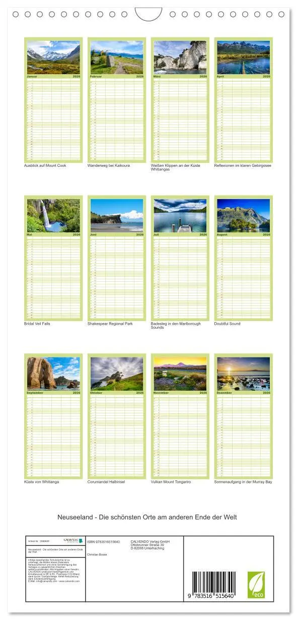 Bild: 9783516515640 | Familienplaner 2026 - Neuseeland - Die schönsten Orte am anderen...