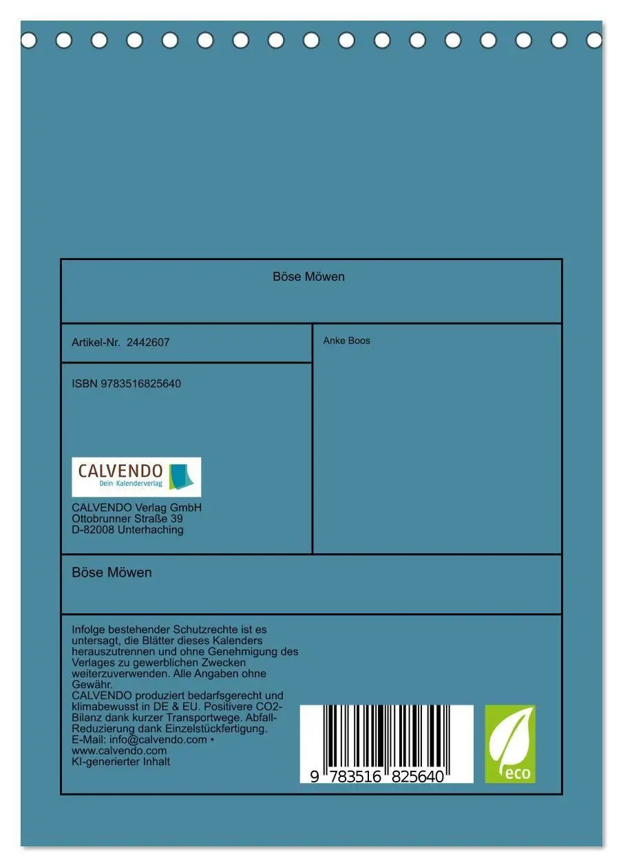 Bild: 9783516825640 | Böse Möwen (Tischkalender 2027 DIN A5 hoch), CALVENDO Monatskalender