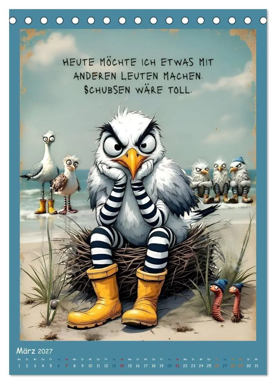 Bild: 9783516825640 | Böse Möwen (Tischkalender 2027 DIN A5 hoch), CALVENDO Monatskalender
