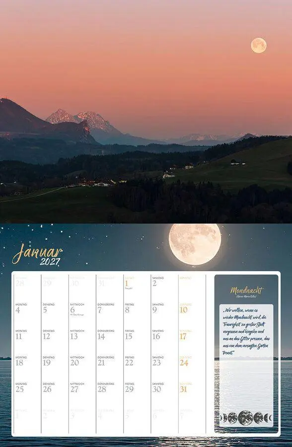 Bild: 9783960585640 | Mein lyrischer Mondkalender 2027 Eintragkalender | Kalender | 14 S.