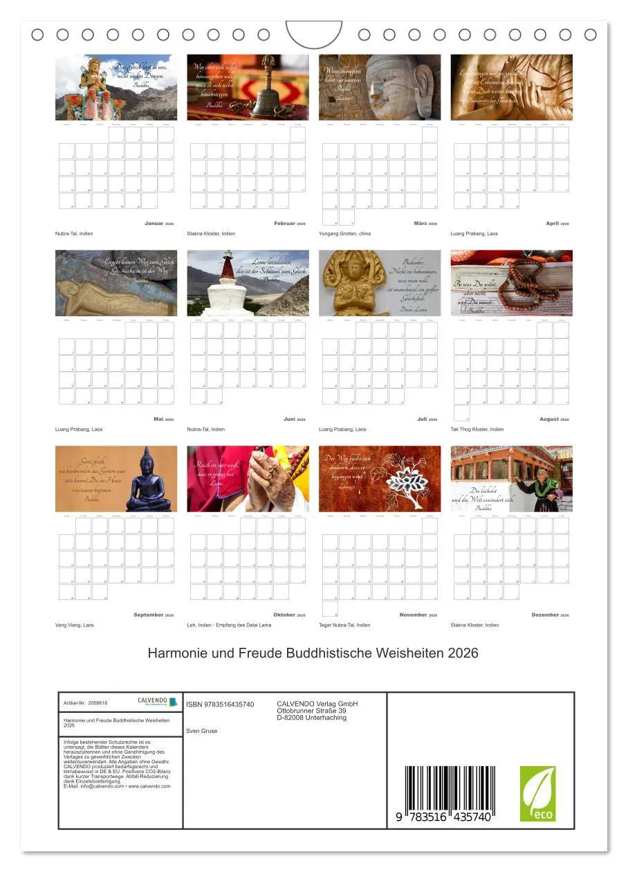 Bild: 9783516435740 | Harmonie und Freude Buddhistische Weisheiten 2026 (Wandkalender...