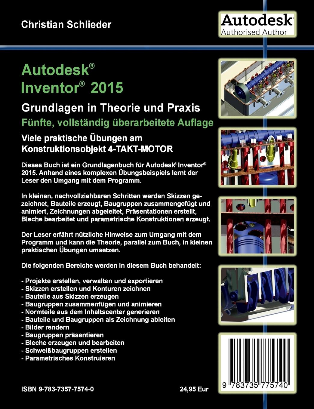 Rückseite: 9783735775740 | Autodesk Inventor 2015 - Grundlagen in Theorie und Praxis | Schlieder
